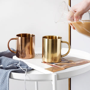 Golden Steel Mugs - Coffesy