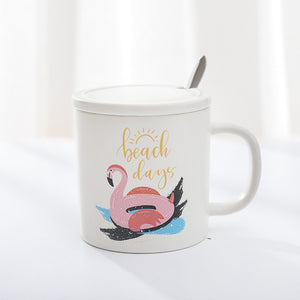 Pineapple Flamingo Monstera Ceramic Coffee Mug - Coffesy