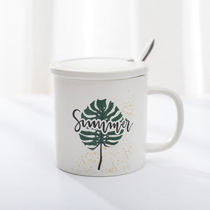 Pineapple Flamingo Monstera Ceramic Coffee Mug - Coffesy