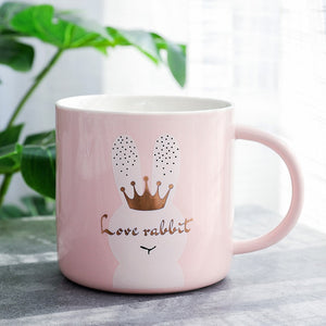 Nordic Monstera Deer Crown Rabbit Coffee Mug - Coffesy
