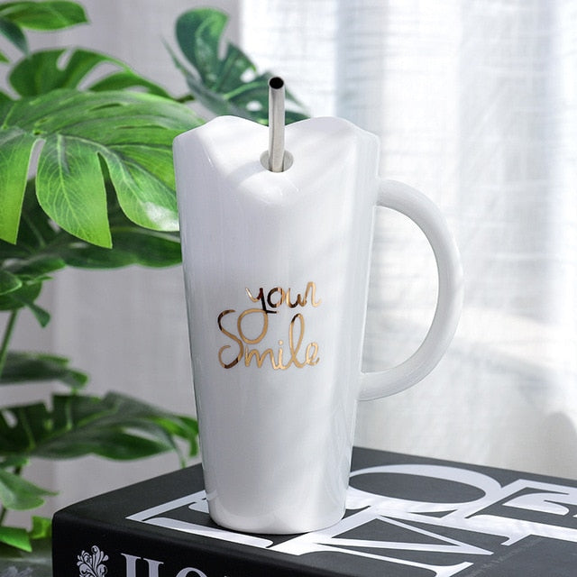 Glod Cactus Leaf Letter Coffee Mug - Coffesy