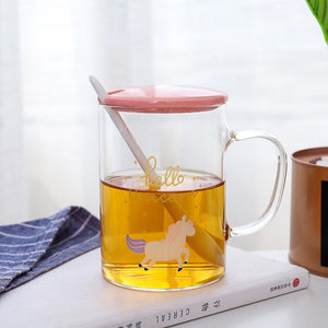 Creative Pink Glass Mug - Coffesy