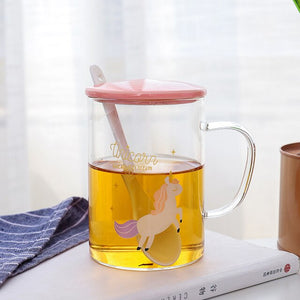 Creative Pink Glass Mug - Coffesy