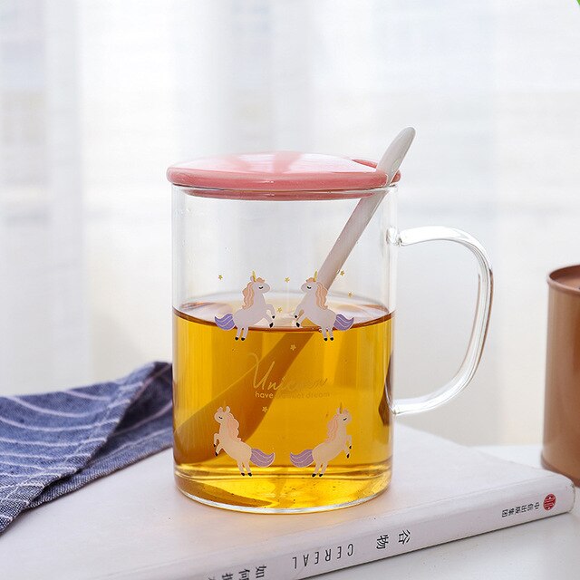 Creative Pink Glass Mug - Coffesy