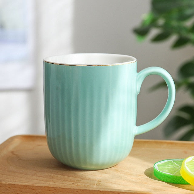 Nordic Gold Striped Art Coffee Mug - Coffesy