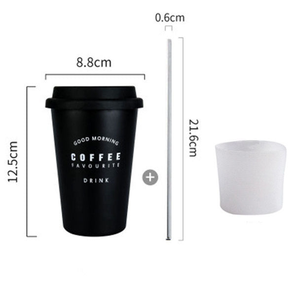 Black White Stainless Steel Silicone Mugs - Coffesy
