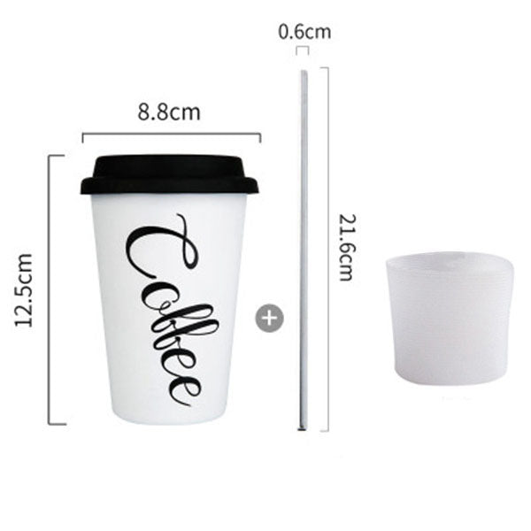 Black White Stainless Steel Silicone Mugs - Coffesy