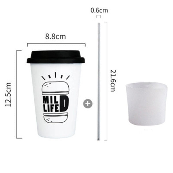 Black White Stainless Steel Silicone Mugs - Coffesy