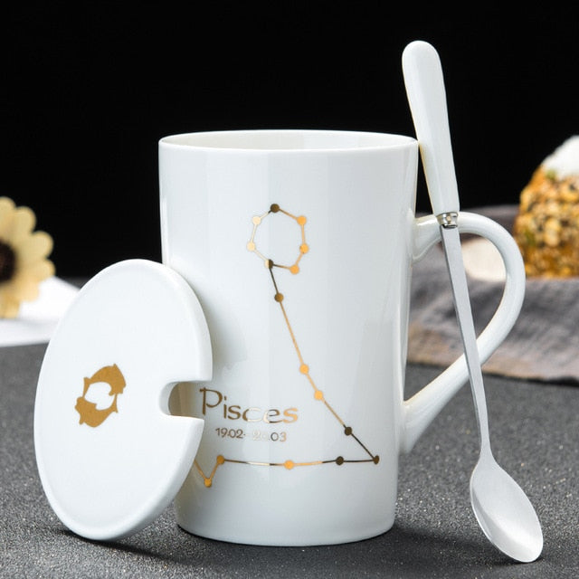 12 Constellations  Ceramic Mugs With Spoon - Coffesy