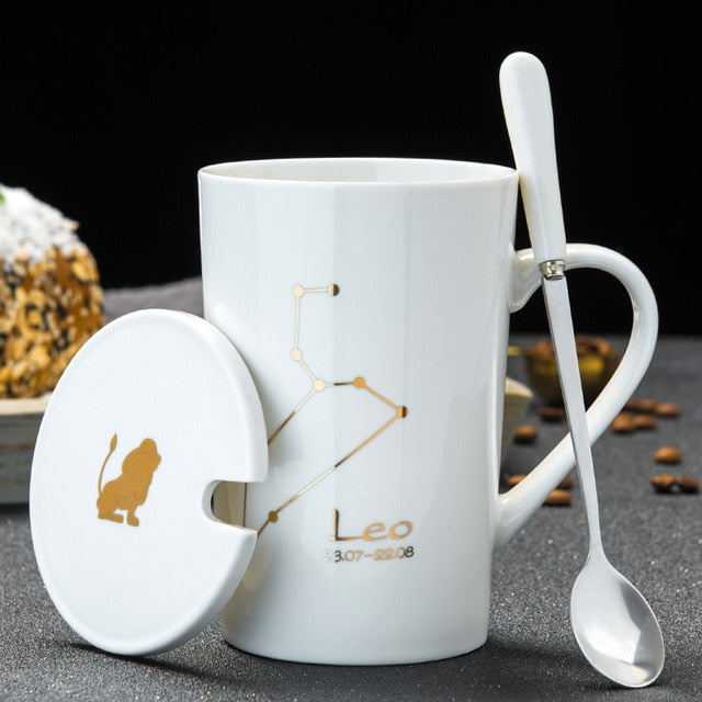 12 Constellations  Ceramic Mugs With Spoon - Coffesy