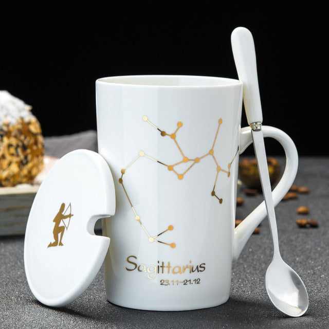 12 Constellations  Ceramic Mugs With Spoon - Coffesy