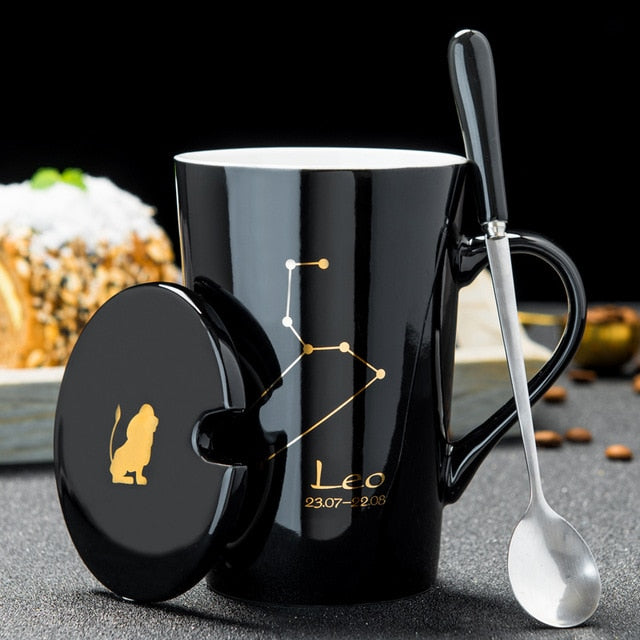 12 Constellations  Ceramic Mugs With Spoon - Coffesy