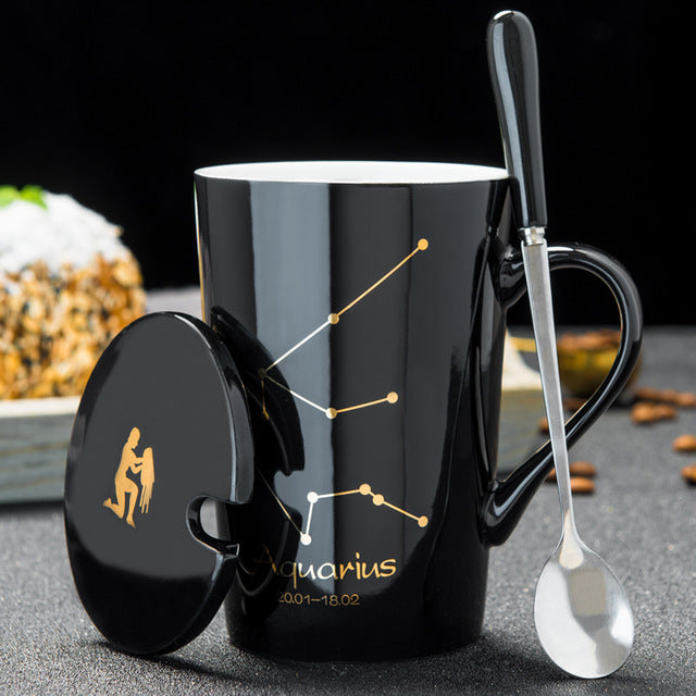 12 Constellations  Ceramic Mugs With Spoon - Coffesy