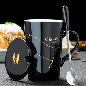 12 Constellations  Ceramic Mugs With Spoon - Coffesy