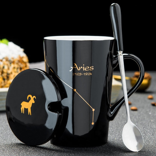 12 Constellations  Ceramic Mugs With Spoon - Coffesy