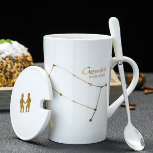 12 Constellations  Ceramic Mugs With Spoon - Coffesy