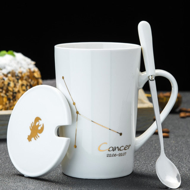 12 Constellations  Ceramic Mugs With Spoon - Coffesy