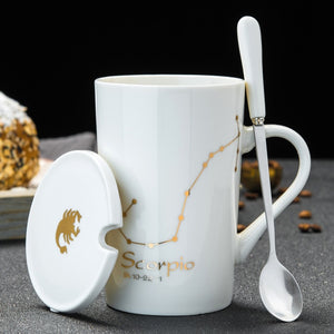 12 Constellations  Ceramic Mugs With Spoon - Coffesy