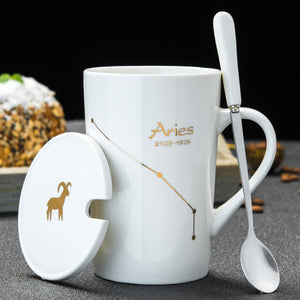 12 Constellations  Ceramic Mugs With Spoon - Coffesy