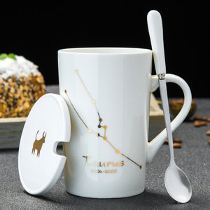 12 Constellations  Ceramic Mugs With Spoon - Coffesy