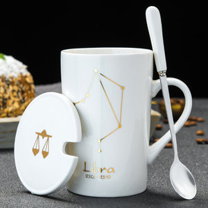 12 Constellations  Ceramic Mugs With Spoon - Coffesy