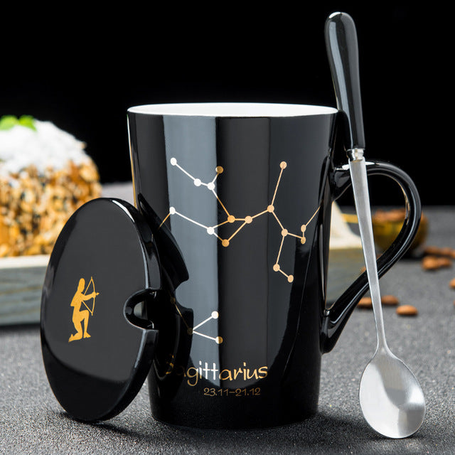 12 Constellations  Ceramic Mugs With Spoon - Coffesy