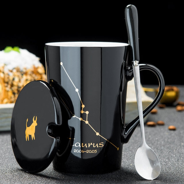 12 Constellations  Ceramic Mugs With Spoon - Coffesy