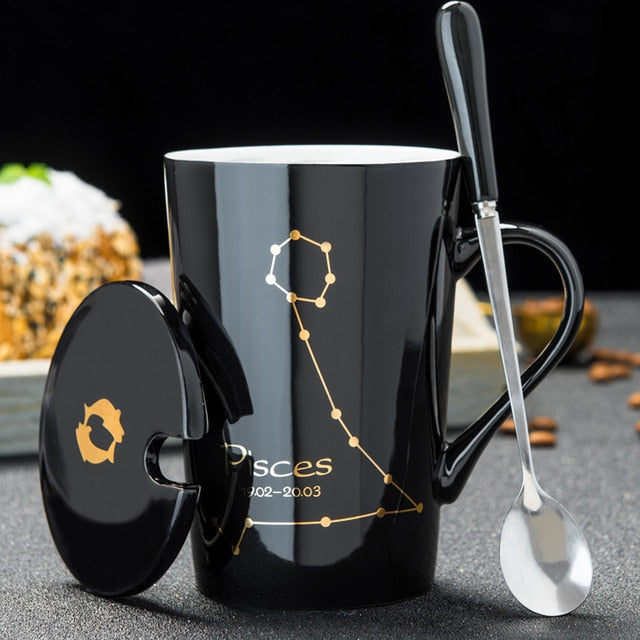 12 Constellations  Ceramic Mugs With Spoon - Coffesy