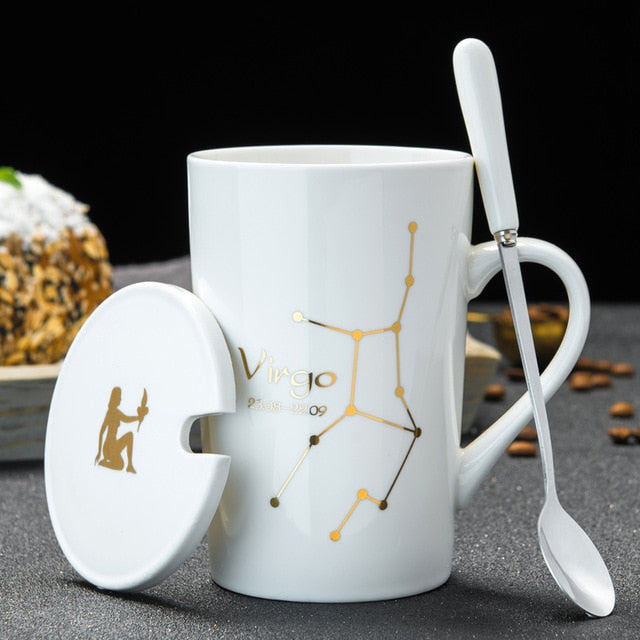 12 Constellations  Ceramic Mugs With Spoon - Coffesy