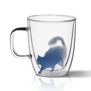 Double Glass Cat Coffee Mugs - Coffesy