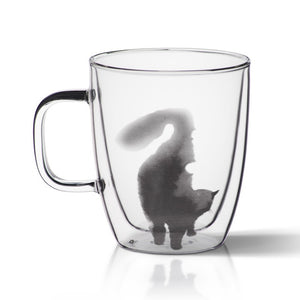 Double Glass Cat Coffee Mugs - Coffesy
