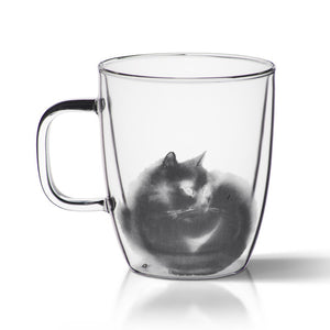 Double Glass Cat Coffee Mugs - Coffesy