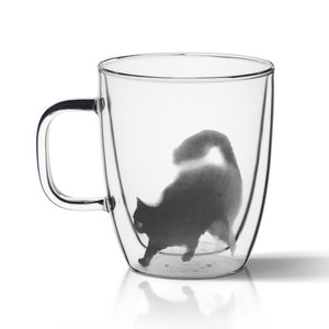 Double Glass Cat Coffee Mugs - Coffesy