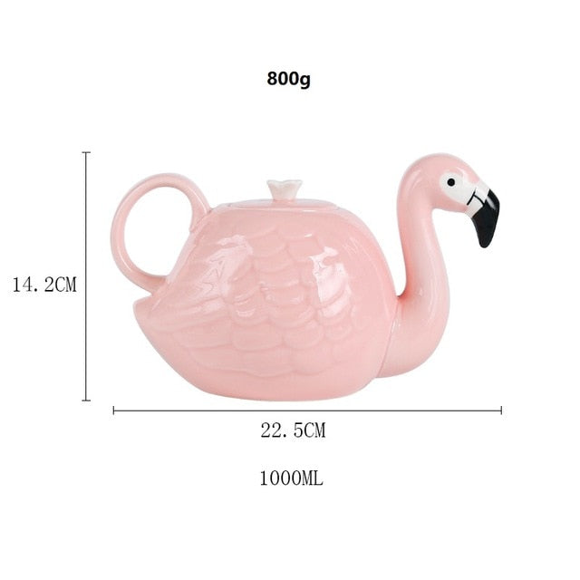 Flamingo Teapot Set Mugs - Coffesy