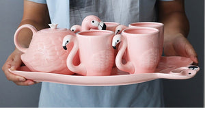 Flamingo Teapot Set Mugs - Coffesy